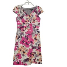 Adrianna Papell Dress Size 4 Cap Sleeve Multicolor Floral Sheath Colorful