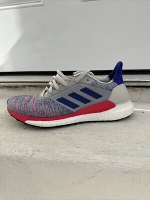 Women s adidas Solarglide boost running athletic shoes white blue size 8.5 