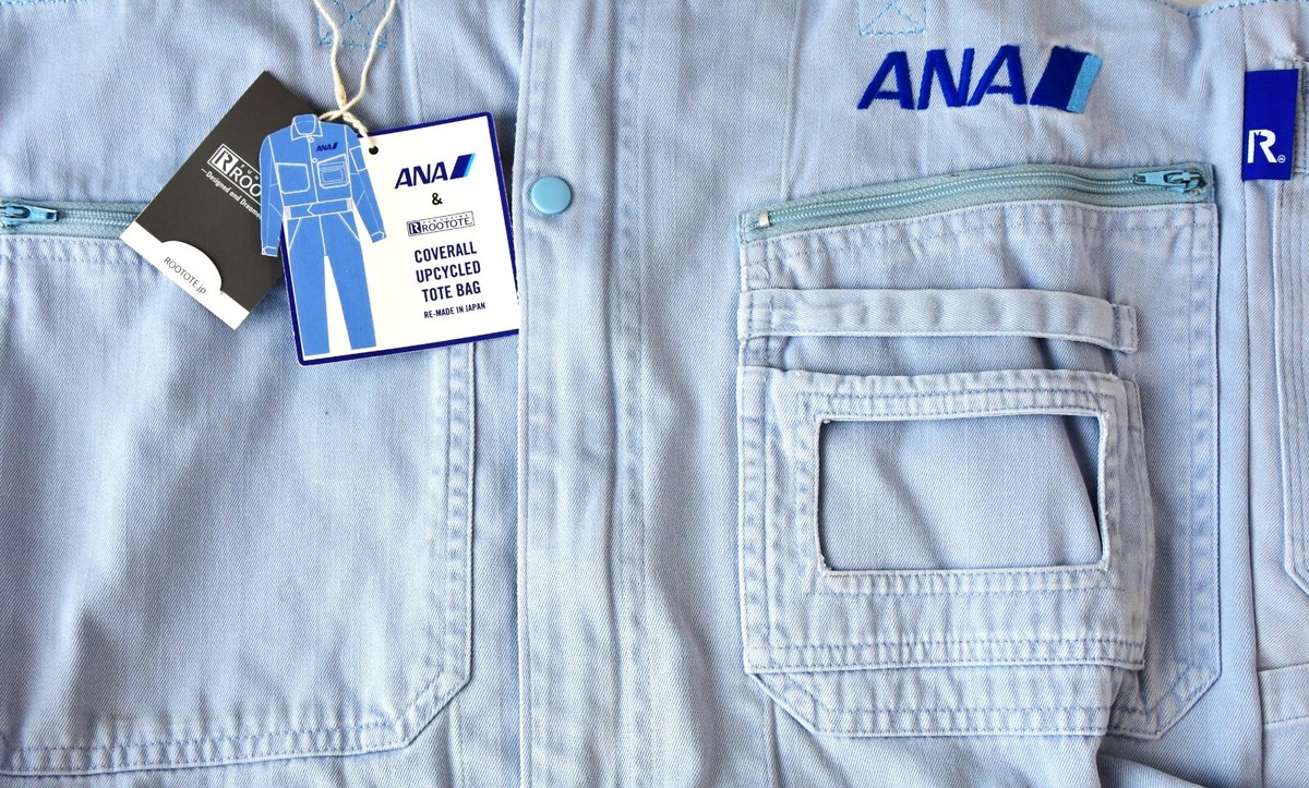バッグ ANA Coverall Upcycled Tote Bag All Nippon Airways Tote Bag Made from Clothes of ANA Mechanics