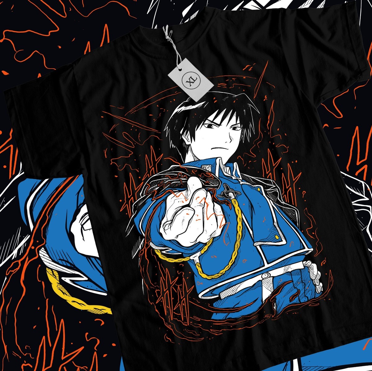 Roy Mustang T-Shirt Fullmetal Alchemist Lust FMA Anime Girl Black