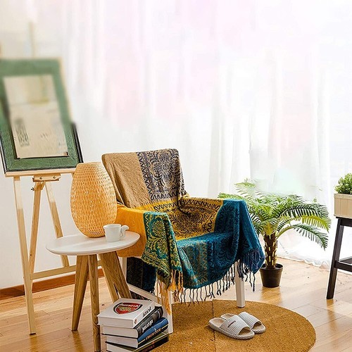 Chenille Boho Throw Blanket Reversible Tassel Sofa Bed Couch Table Dust Cover - Picture 4 of 14