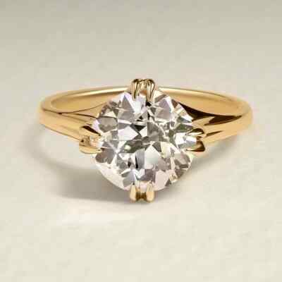 2,50 ctw runder OEC Moissanit sichere Krappen Verlobungsring massiv 9k Gelbgold