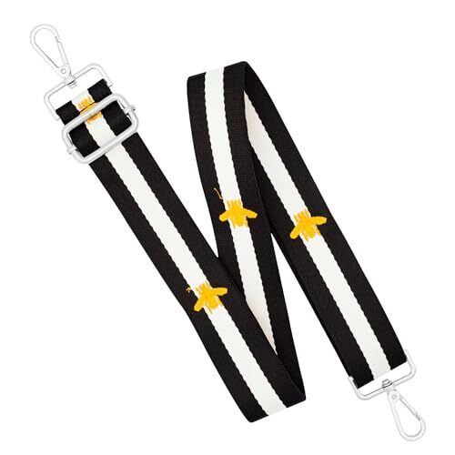 Silver Hardware Purse Strap,Replacement Crossbody Bee-black and White Stripes