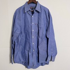 Vintage 90s Chaps Ralph Lauren Mens Dress Shirt Size 17 34-35 Blue Mercerized