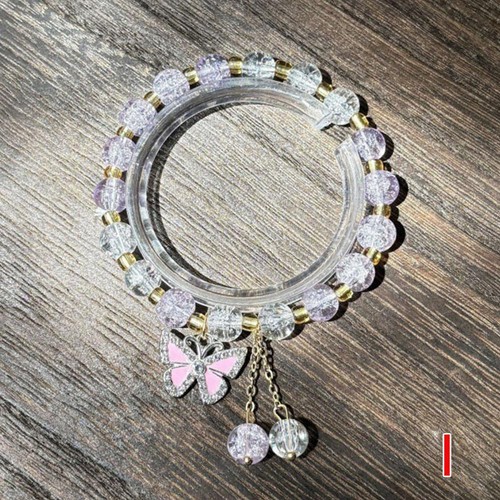 Koreanische rosa Kristall Blumen Schmetterling Anhänger Perlen Armband für Frauen _ - Bild 26 von 44