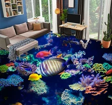 3D Color Fish Coral 25337NA Floor WallPaper Murals Wall Print Decal Fay