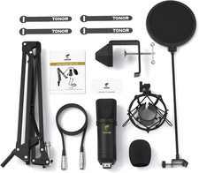 Professional Cardioid Studio Mic Kit with T20 Boom Arm, Shock Mount, Pop Filter