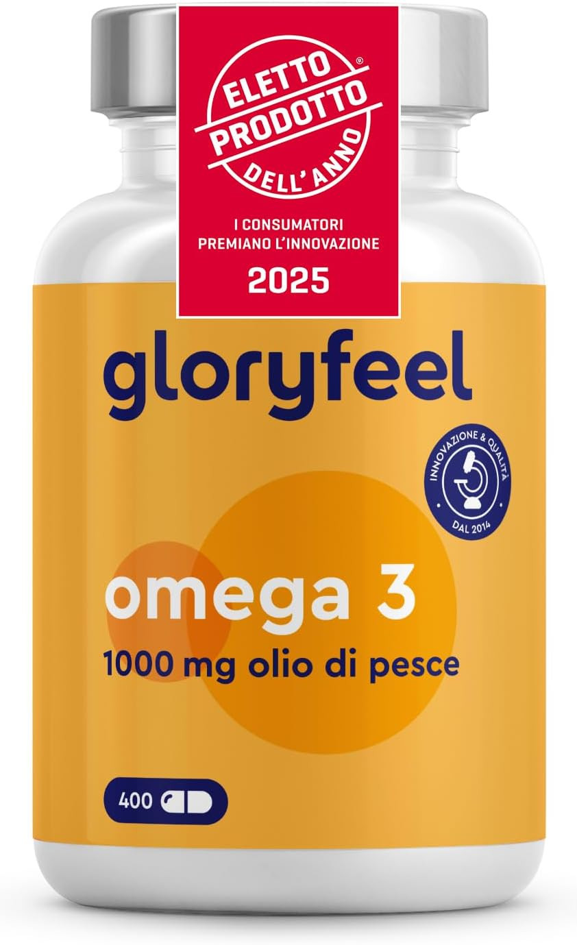 Omega 3 Olio di Pesce 400 Capsule - Scorta 1 Anno - Prodotto dell'Anno 2025