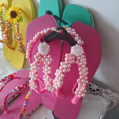 Sandalen Zehentrenner Pantoffeln Pink Glanz Größe 35
