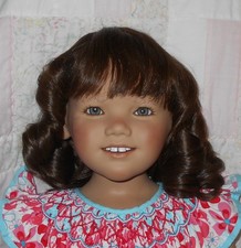 Playhouse YVETTE Doll Wig Human Hair SZ 14/15 DARK BROWN Mid-Length Loose Curls