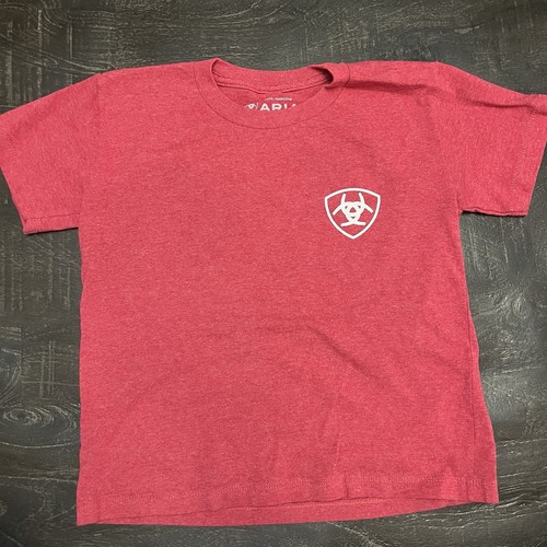 ARIAT youth small T shirt Land of the Free logo USA patriotic kids tee Old Glory