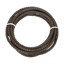 Braided Leather Cord, 5mmx2m Round Faux Leather Bolo String, Dark Brown