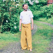 PANASIAM Thai Fisherman Pants Classic  100 Cotton  Wrap Pants, Yoga, Tai Chi