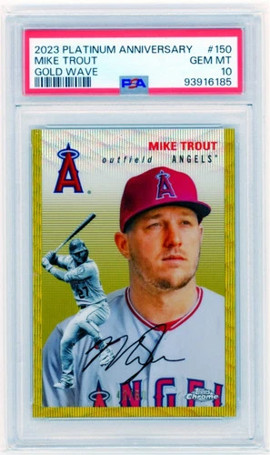 2023 MIKE TROUT Topps Platinum Anniversary  /50 Gold Wave #150   - GEM -  PSA 10