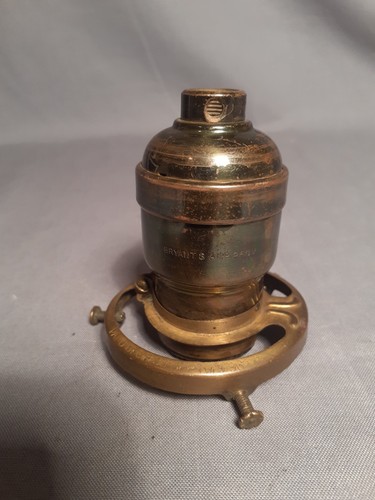 Antique Bryant Fat Boy Mica Light Bulb Socket With Standard 1896 Shade Holder