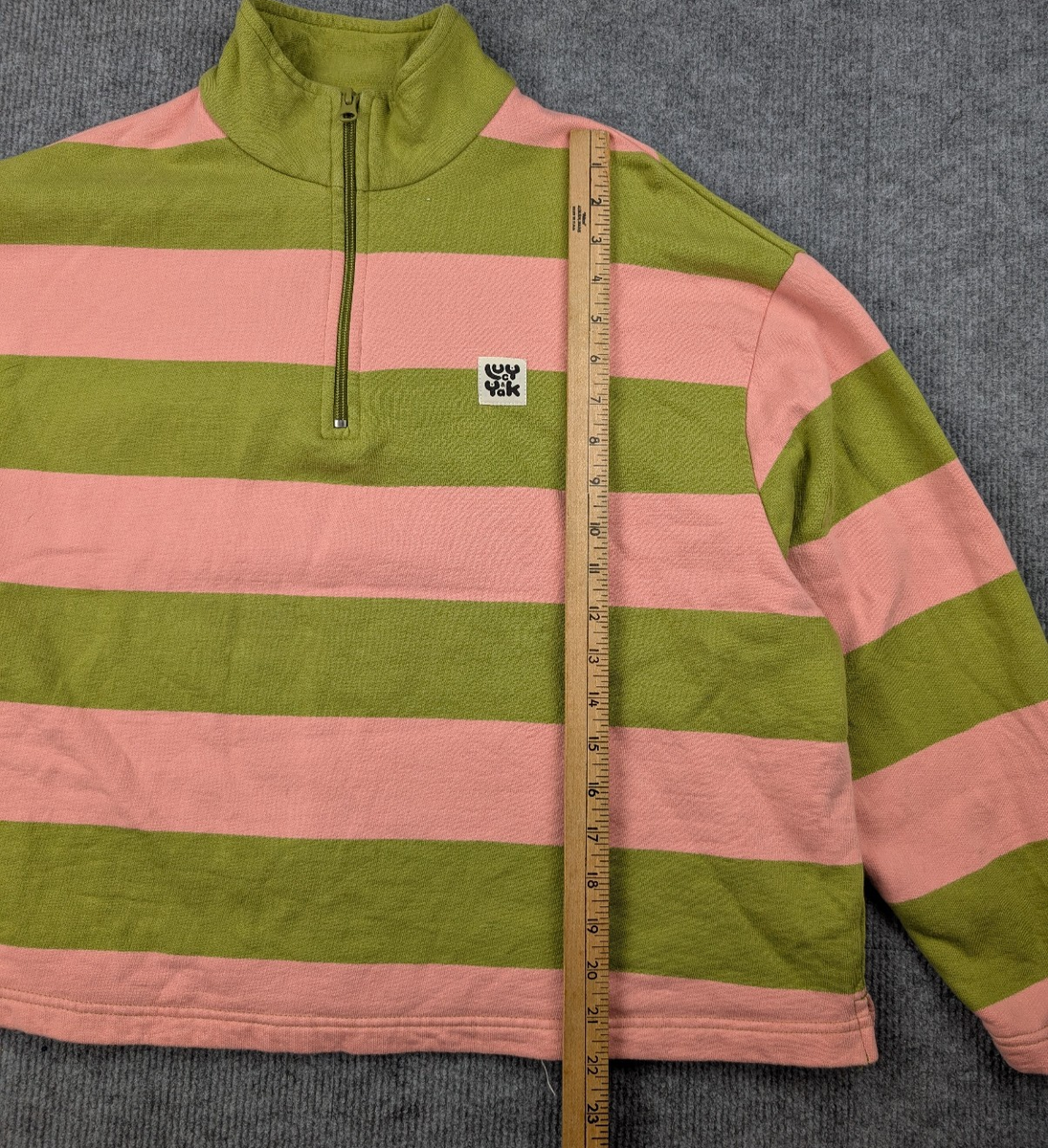 トップス Little suzie Long Tie Back Open Sweat PO Lucy & Yak Taylor Half Zip Sweatshirt Womens Large Striped Cotton
