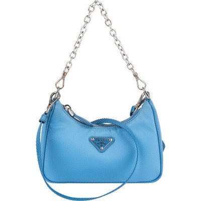 Prada Blue Nylon Triangle Re-Edition Crossbody Bag Tasche