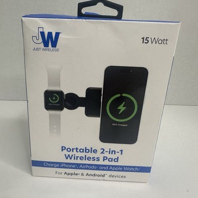Just Wireless 15W Portable 2-in-1 Wireless Charging Pad Apple Android