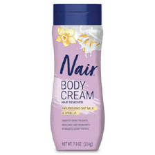 Nair Body Cream Hair Remover, Oat Milk  Vanilla, Body Hair Removal Cream for Wo