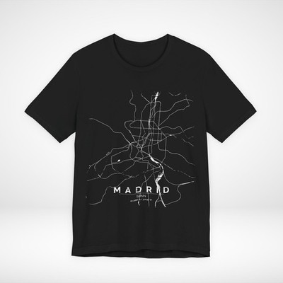 Madrid Spain Map T-Shirt Minimalist Rail Graphic Tee Streetwear