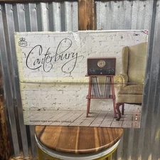 GPO Retro GPORPS Canterbury Wooden Record Player Stand W/ Vinyl Storage See Desc