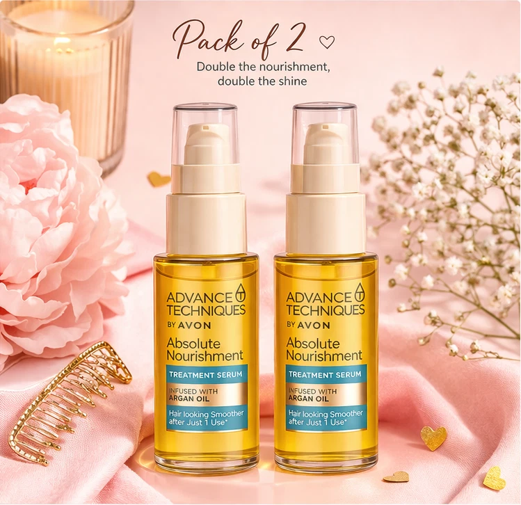 Avon Advance Techniques Argan Oil Hair Serum 30ml x2 Absolute Nourishment