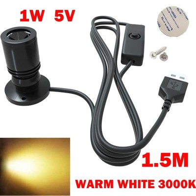 1X USB Mini Spotlight 1W DC5V Warm White 3000K Surface Mounted LED Downlight NEW