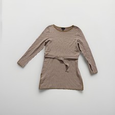 CARLISLE COLLECTION Tan Red Circle Pattern Belted Retro Long Sleeve Dress Sz L