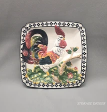 Vintage 1998 CBK Rooster Ceramic Platter Chip & Dip Compartments Serving Ware