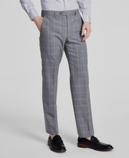 Michael Kors Men's Gray Modern-Fit Wool-Blend Plaid Suit Pants Size 32W 32L