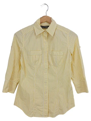 CLUB MONACO Chemisier Femme Jaune Rayé Coton Manches 3/4 (EU 34, INT XS) - Photo 1/4