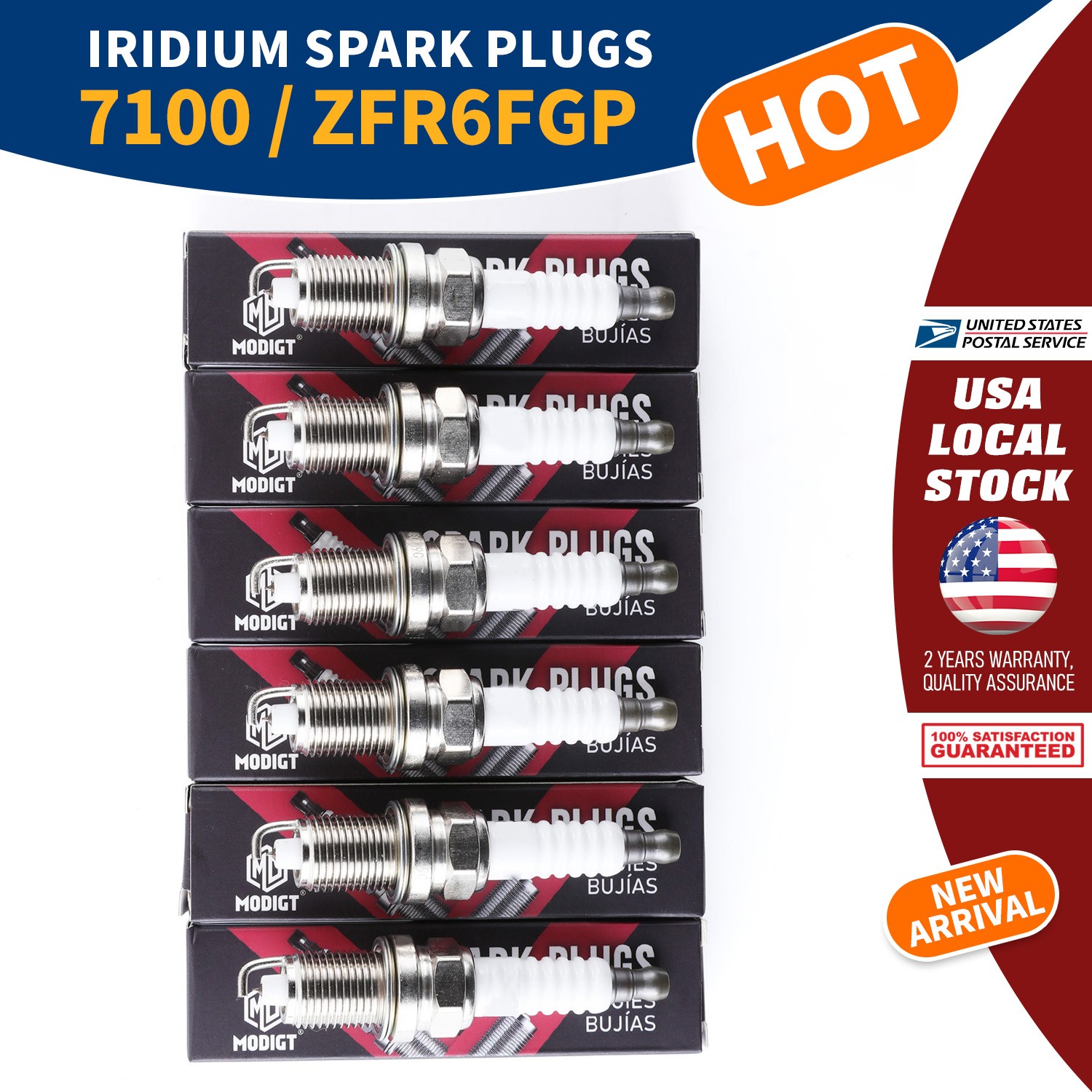 High-Performance Iridium Spark Plugs OE 7100/ZFR6FGP Replace For Audi BMW Chevy
