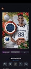 Topps NBA Collect DIGITAL Cedric Coward Grizzlies Holiday Player Relic - READ!