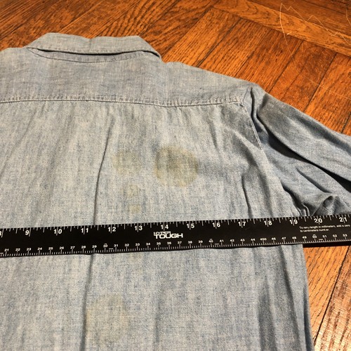 True Vintage Washington Dee Cee Denim Chambray Shirt Men Size 14.5 Blue 60s - Picture 9 of 10