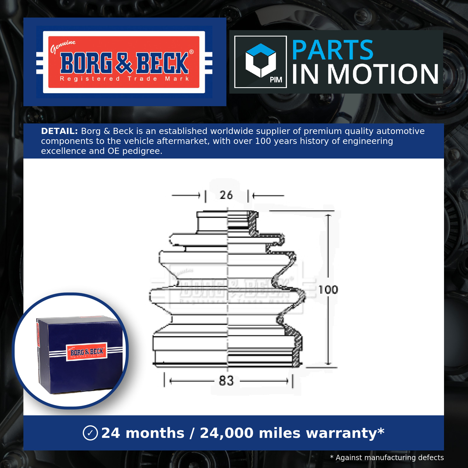 CV Joint Boot BCB2268 Borg & Beck C.V. Driveshaft Gaiter Top Quality Guaranteed