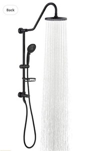 HOMELODY Matte Black Shower System with 8" Rain Shower Head, 5-Function Rainfall