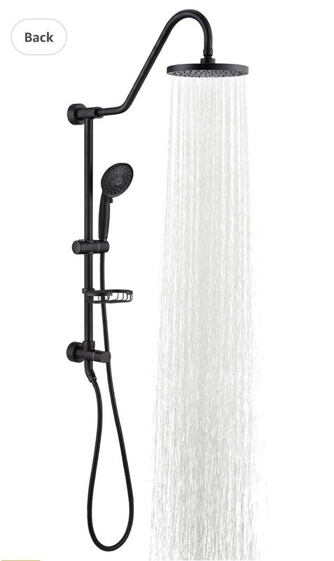 HOMELODY Matte Black Shower System with 8" Rain Shower Head, 5-Function Rainfall