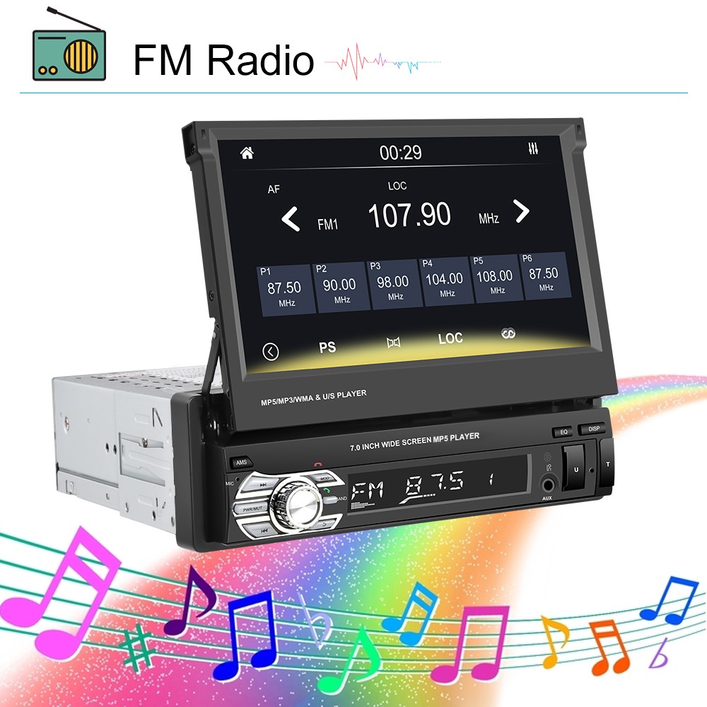Autoradio Bluetooth 1 Din 7" Schermo Touch Screen Radio BT FM USB AUX Fotocamera foto 4