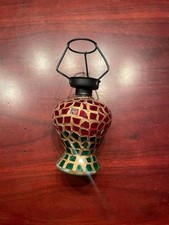 glass mosaic tea light candle holder with a metal wire stand