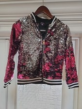 AUTENTICO JOJO'S SIWA ARMADIO PAILLETTES BOMBER GIACCA Tg 10/12 Lg