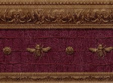Napoleonic Bee Wallpaper Border, Burgundy Gol...