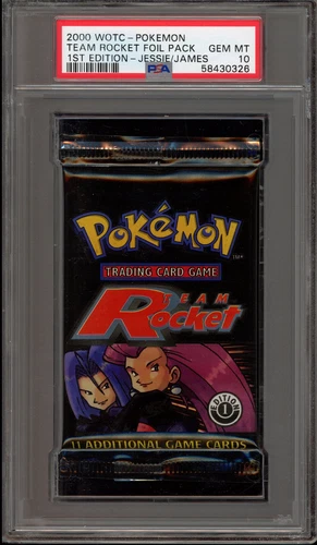 Pokemon Team Rocket 1st Edition Jessie/James Art Sealed Booster Pack PSA 10