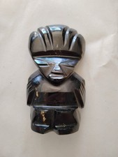 Beautiful Vintage Black Onyx Obsidian Aztec Mayan Inca Figure