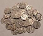 Roll of 50 1940-1945 Silver Mercury Dimes $5 Face Value 90% Silver FREE SHIPPING