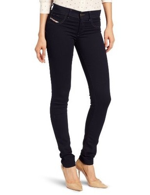 DIESEL Livier R608A Damen Jeans W25 Super Slim Fit Schwarz Baumwolle Stretch *