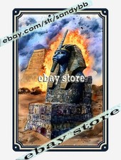 Pharaoh Fire Metal Tin Sign Egyptian Burning Statue Office historical theme deco