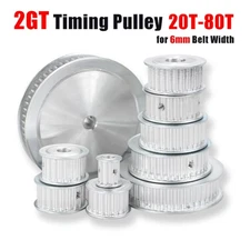2GT Timing Belt Pulley 20-80 Teeth 6mm Belt Width 3mm-15mm Bore For 3D Printer