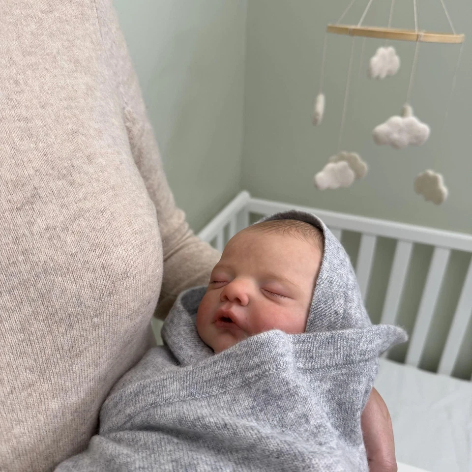 Manta de recepción 100 % cachemir con capucha en gris claro - unisex, 30” x 30” -... Foto 4 de 4