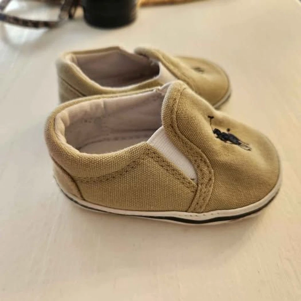 RALPH LAUREN Balmont Slip-On Khaki Beige Lightweight Infant Unisex Shoes Sneaker - Image 3 of 4
