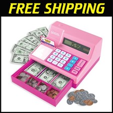 Preschool Cash Register Playset - Pink Calculator for Kids